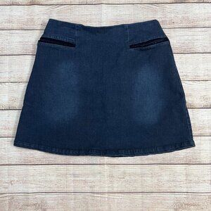 Copper Key Women's Medium Denim Mini Skirt Dark Wash Back Zip Casual A-Line